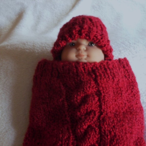 PATTERN - Cabled Baby Cocoon & Hat Pattern