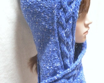 PATTERN - Hand Knit Braided Cable Hoodie Scarf