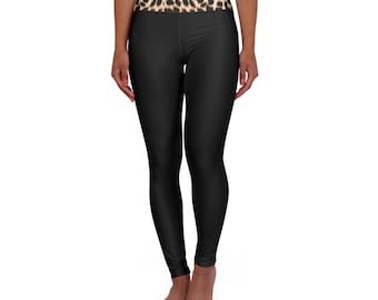 Black Leopard High Waisted Yoga Leggings (AOP)