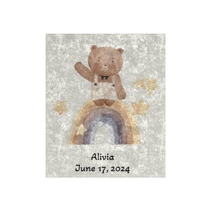 Personalized Rainbow Bear Crushed Velvet Blanket