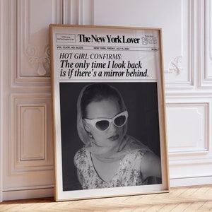 Trendy femme fatale newspaper art print, Trendy quote poster, Girly wall decor, Personality wall art, Retro aesthetic, Digital download
