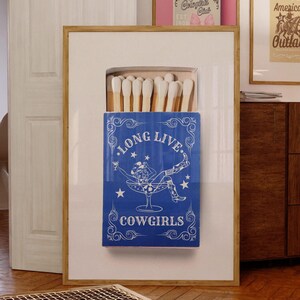 Western matchbook print, Long live cowgirls print, Trendy cowgirl wall art, Girly dorm wall decor, Retro matchbox poster, Digital download