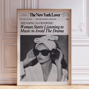 Trendy newspaper art print, Trendy quote poster, Retro bar cart art, Girly home wall decor, Magazine cover aesthetic, Digital download