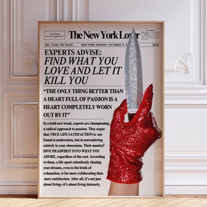Trendy quote newspaper art print, Maximalist wall art, Retro bar cart art, Magazine cover aesthetic, Girly dorm wall decor, Digital download