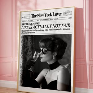 Trendy newspaper art print, Trendy quote poster, Retro bar cart art, Girly dorm wall decor, Magazine cover aesthetic, Digital download