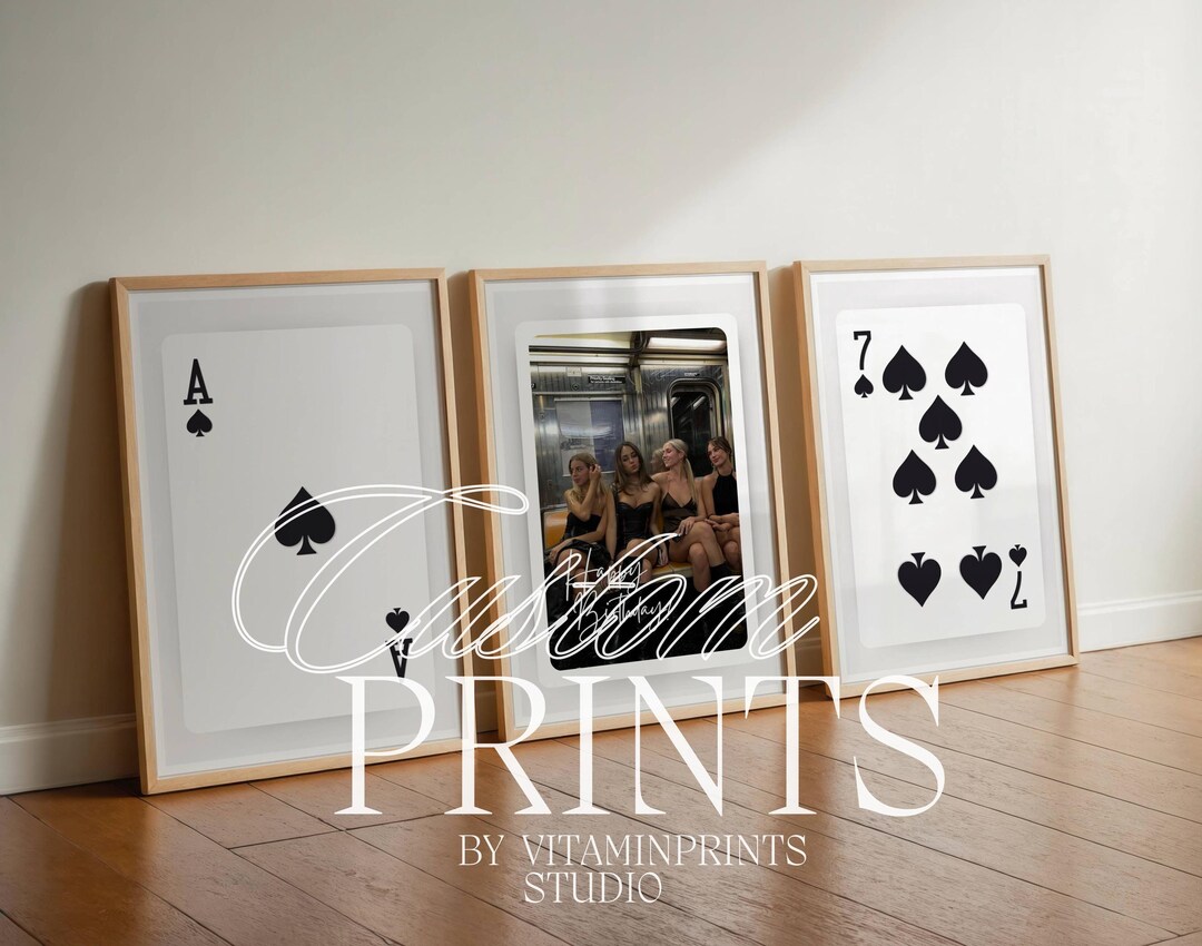 Custom Set of 3 Playing Cards Print, Personalized Photo, Custom Poker ...