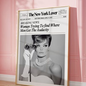 Trendy newspaper art print, Trendy quote poster, Retro bar cart art, Girly dorm wall decor, Magazine cover aesthetic, Digital download