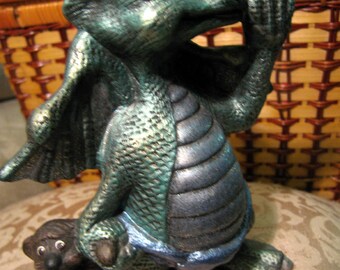 Hand Painted Ceramic Baby Dragon Statue