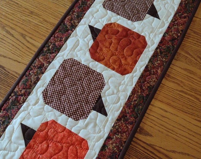 Quilted Table Runner, Fall Runner, Halloween Runner, Quilted Fall ...