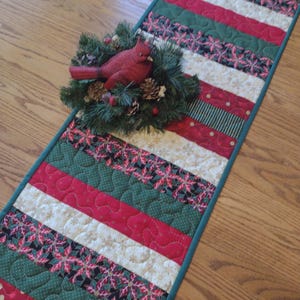 Quilted Table Runner, Christmas Runner, Quilted Christmas Table Runner,  Handmade Quilted Christmas Runner, 13 x 40 1/2 inches