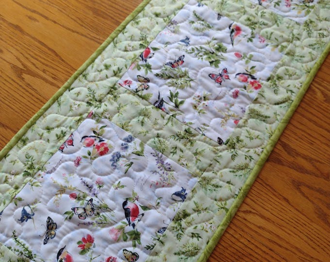 Quilted Table Runner, Quilted Spring Table Runner, Quilted Birds and ...