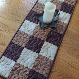 Quilted Table Runner, Brown Quilted Runner, Farmhouse Table Runner, Neutral Runner, 13 1/2 x 39 inches