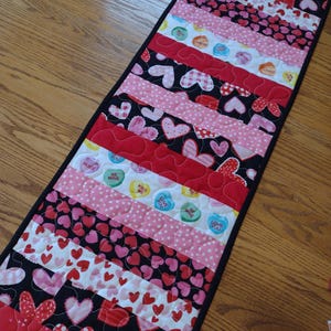 Quilted Table Runner, Valentine Runner, St. Patricks Runner, Quilted Valentine Runner. 13 1/2 x 40 1/2  inches