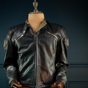 Vintage 1950s Swedish Dala Goatskin Biker Racer Leather Jacket “S”