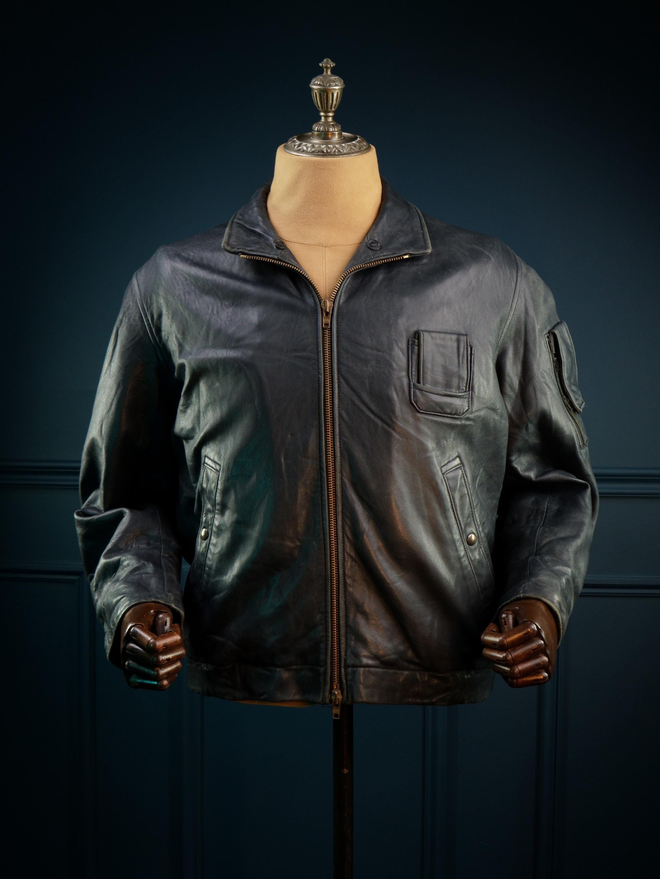 Vintage 70s French Air Force MIC Midnight Blue Flight Bomber 