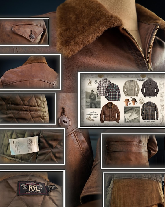 Ralph Lauren Double RRL Shearling Collar Newsboy 30s Style Leather