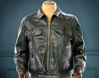 Vintage 1940s German Horsehide Single Rider Biker Police Leather Jacket “L”