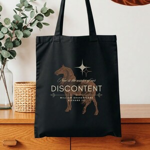 Winter of Discontent Canvas Tote Bag, Eco Friendly Bag, Shakespeare Quote, Shakespeare Bag, Richard III, Market Bag, Book Bag, Actor Gift