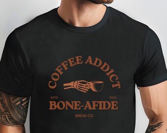 Coffee Addict, Skeleton Coffee, Classic Tee, Coffee Lover, Funny Shirt, Gift For Her, Gift For Him, Trendy Graphic Shirt, Teacher Gift, Cute