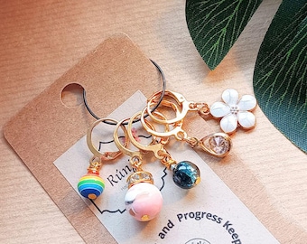 Marcadores de puntos artesanales: elegantes accesorios para tejer a dos agujas y ganchillo - Juego de 5