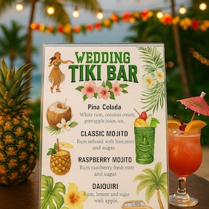 Tiki-Style Bar Menü Vorlage - Bearbeitbar für Dein Event!