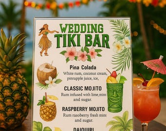 Tiki-Style Bar Menu Template - Editable for Your Event!