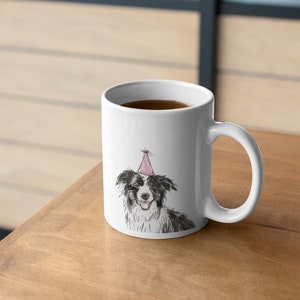 Personalized Border Collie Party Hat Mug - Dog Lover Gift