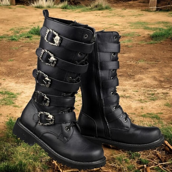 Mens boots with buckles on the side best sale