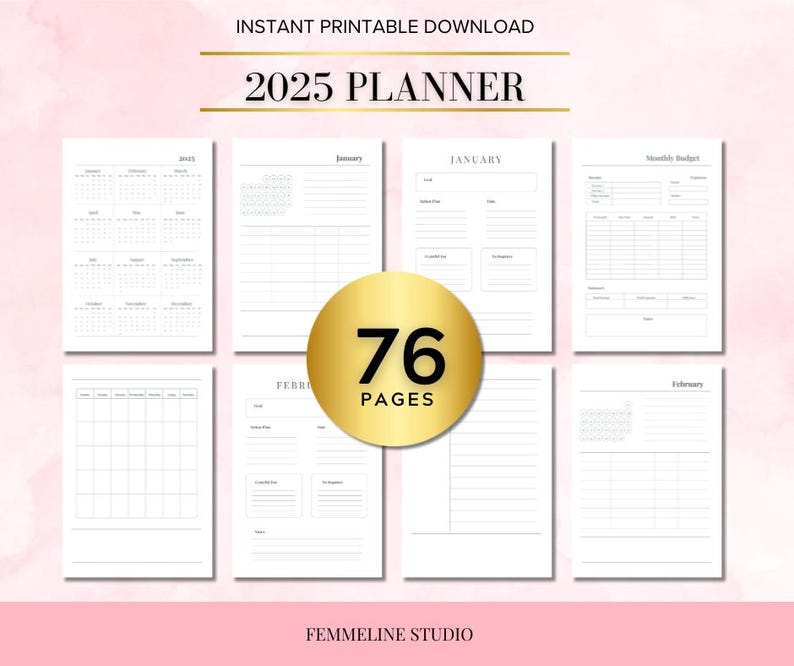 2025 Planner Printable Daily Planner Monthly Planner Weekly Planner 76