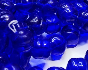 Czech Glass, Baroque Beads, 13 mm, Translucent Cobalt Blue, 30 beads