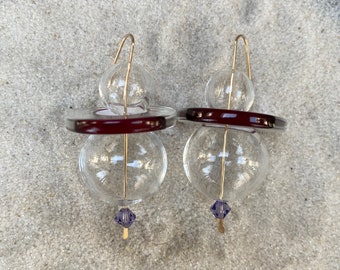Ruby and Tanzanite/ Blown Bubble Earrings