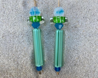 Cool Aqua and Green Earrings