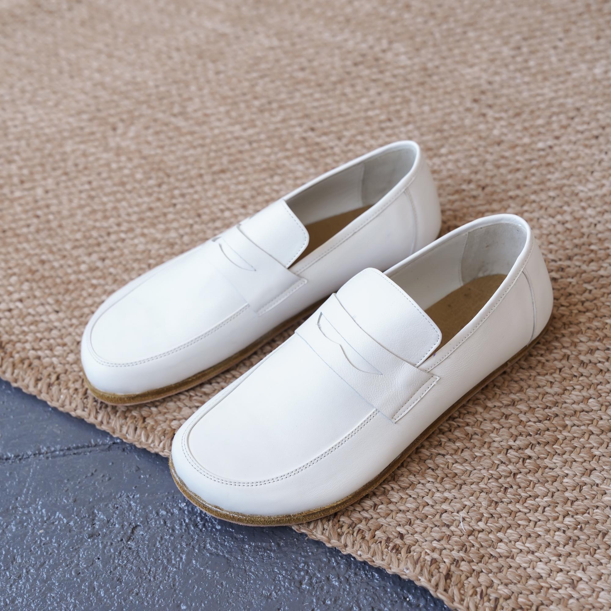 Men Leather Flats White Penny Loafers Fashion Moccasins Shoes New  EU 42 US 8.5 The Penny Loafer in White – Jamie Haller main image 3