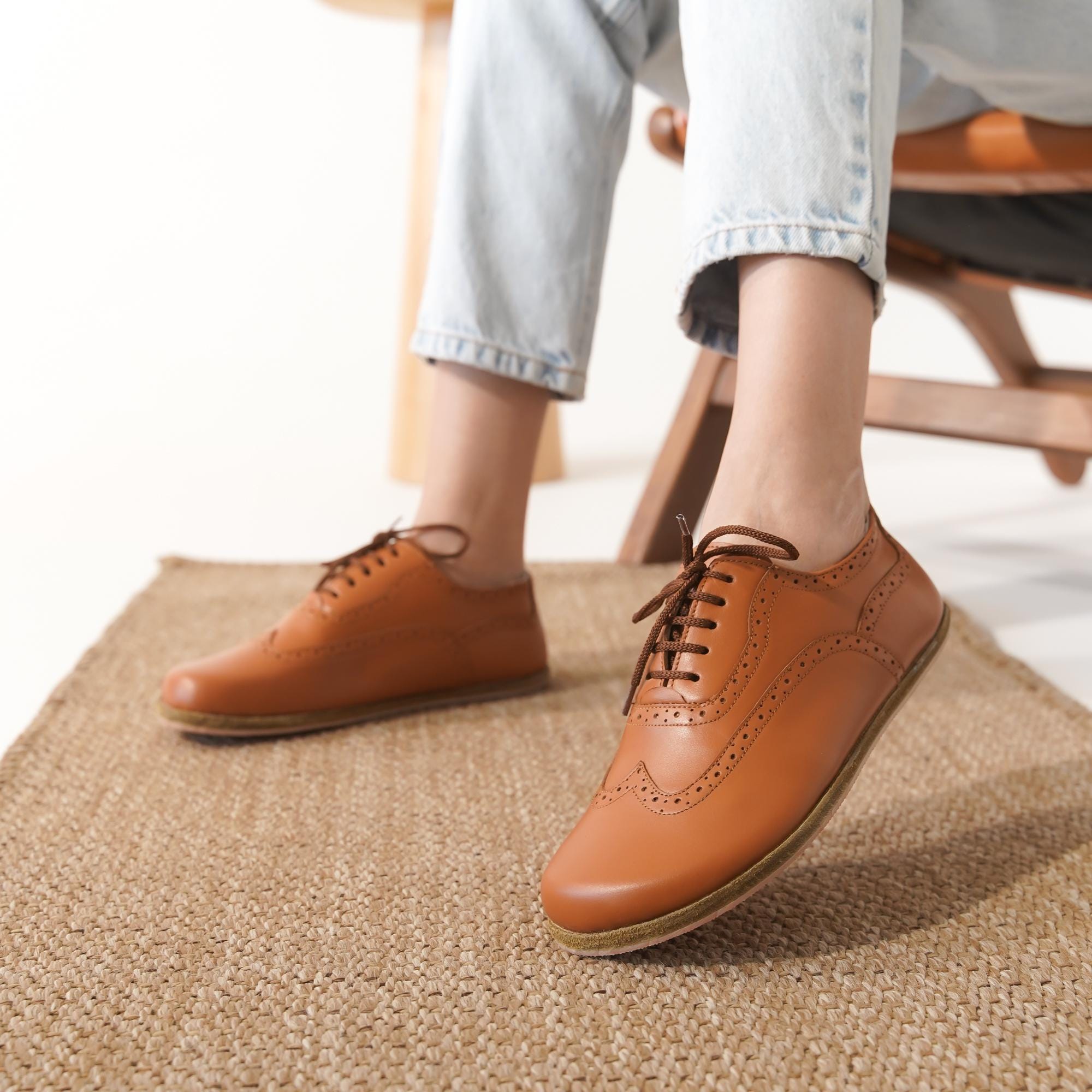 Tan Leather Oxford Barefoot Shoes – Wide Toe, Zero Drop - Etsy