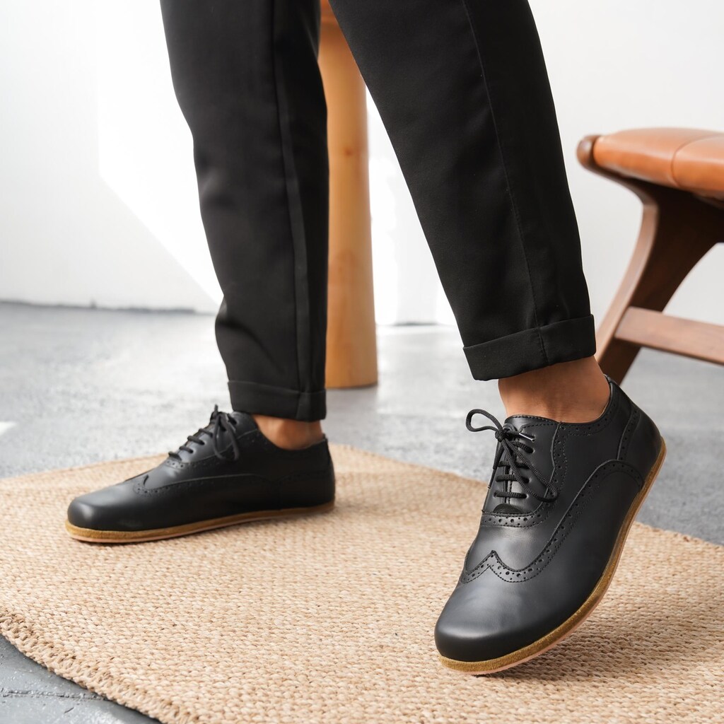 Scarpe Oxford Brogue Multicolore Con Tacco Basso 3,5 Cm - Stringate In Pelle Punta Tonda, Stile Vintage Chunky
