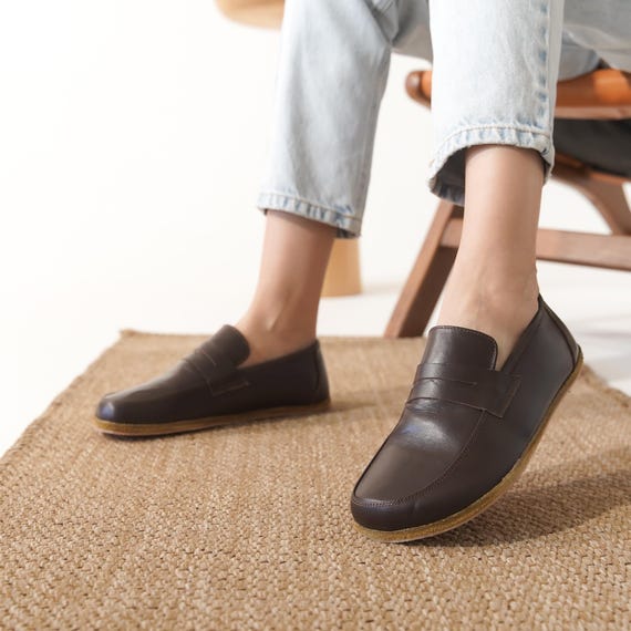 Brown Leather Penny Loafers - Women display picture 3