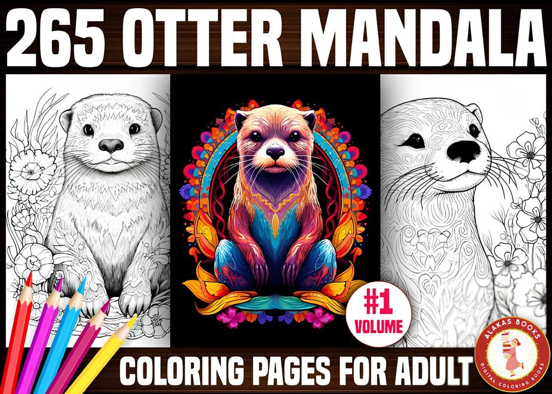265 Otter Mandala Coloring Pages KDP, Digital Coloring Book, Printable ...