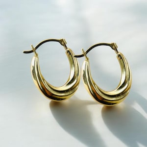 14K Gold Twisted Hoop Earrings, Solid Gold Dainty Snug Fit Everyday Hoop Earrings, Gift for Mom Wife Sister Anniversary Birthday