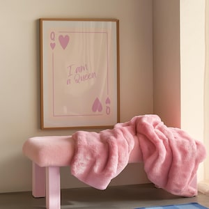 Arte mural de la reina de corazones, impresión Soy una reina, descarga digital, póster de naipes, decoración de coqueta, impresión de coqueta rosa, arte rosa pastel