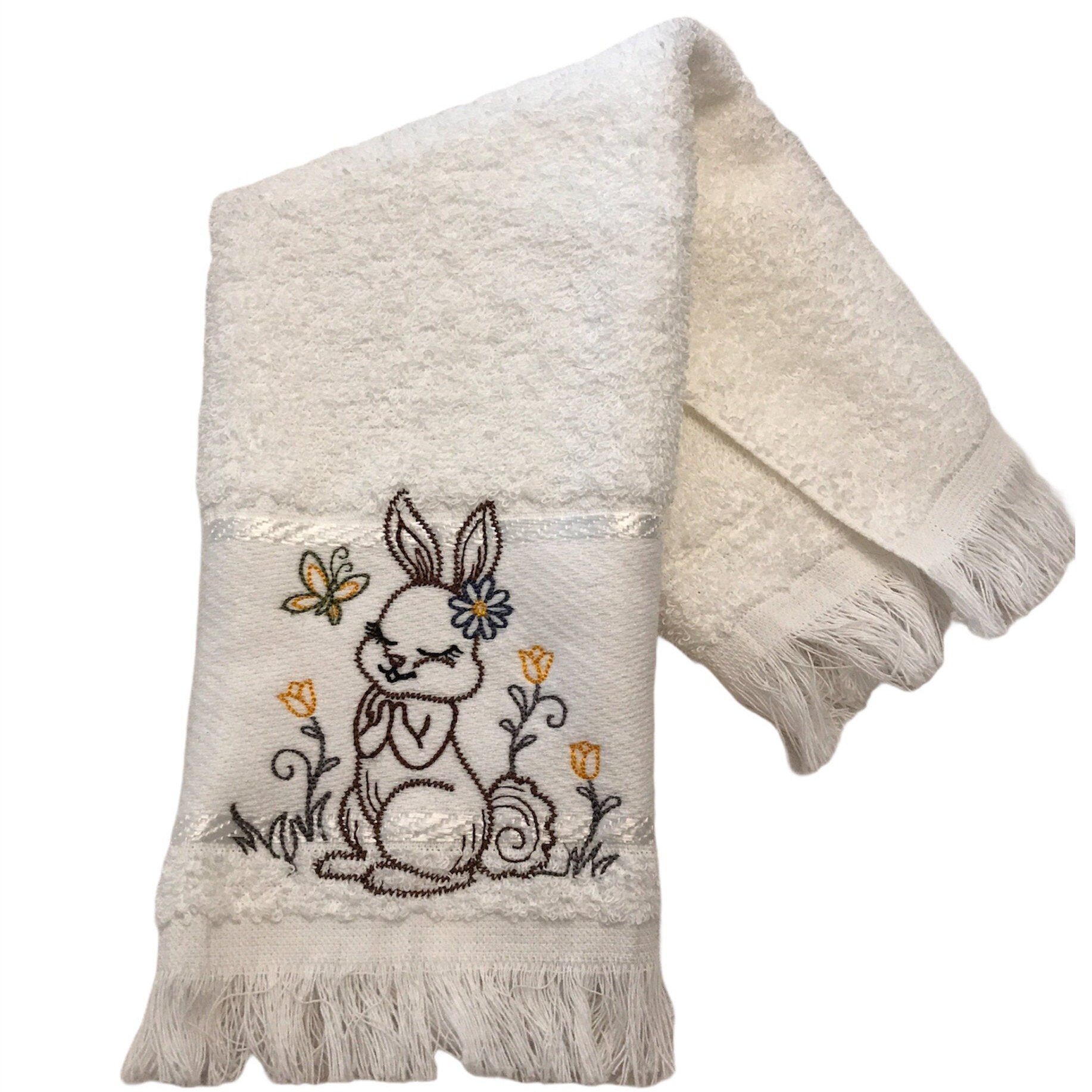 Embroidered Finger Tip Towels/ Easter Bunny / Fun for Etsy Australia