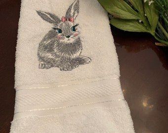 Embroidered Hand  towels/ Easter Bunny / Fun for Kids/ Easter Gifts/Mother's Day