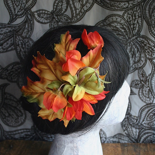 Autumn Fae Black Eyed Susan et Maple Leaf Pince à cheveux Fascinator ou ornement de chapeau