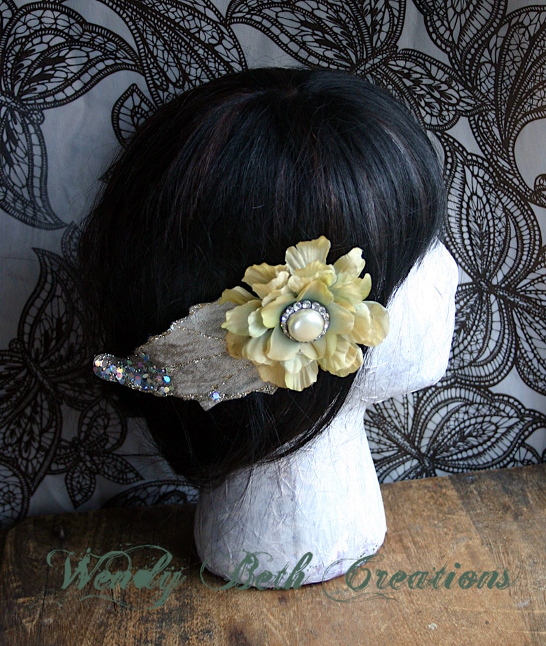 Champagne Vegan Friendly Hair Clip Fascinator or Hat Adornment image 1