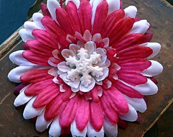 Raspberry Swirl Snowflake I Hair Ornament Clip Fascinator or Hat Adornment