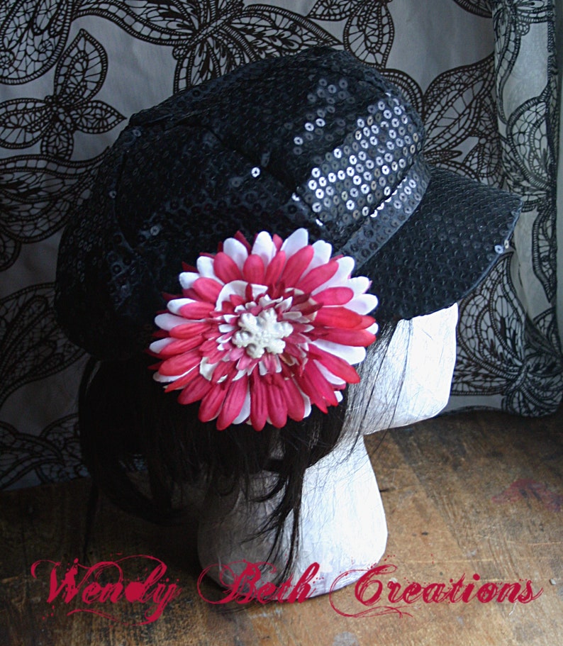 Raspberry Swirl Snowflake II Hair Ornament Clip Fascinator or Hat Adornment image 8