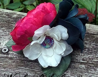 Lady Camille Fascinator Flower Cluster Hair Clip Fascinator or Hat Adornment