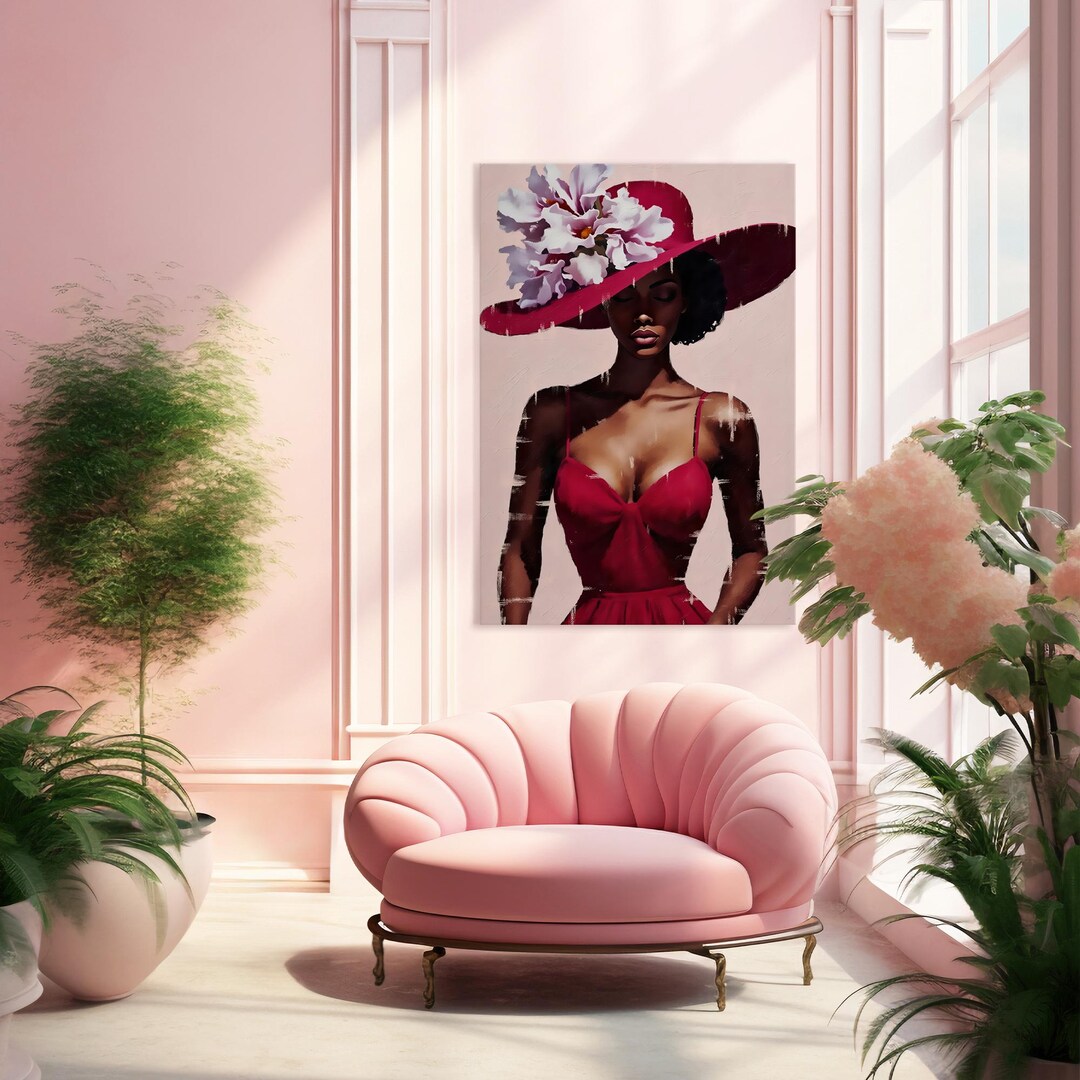 Elegant Black Woman Art, African American Fashion Wall Art, African ...