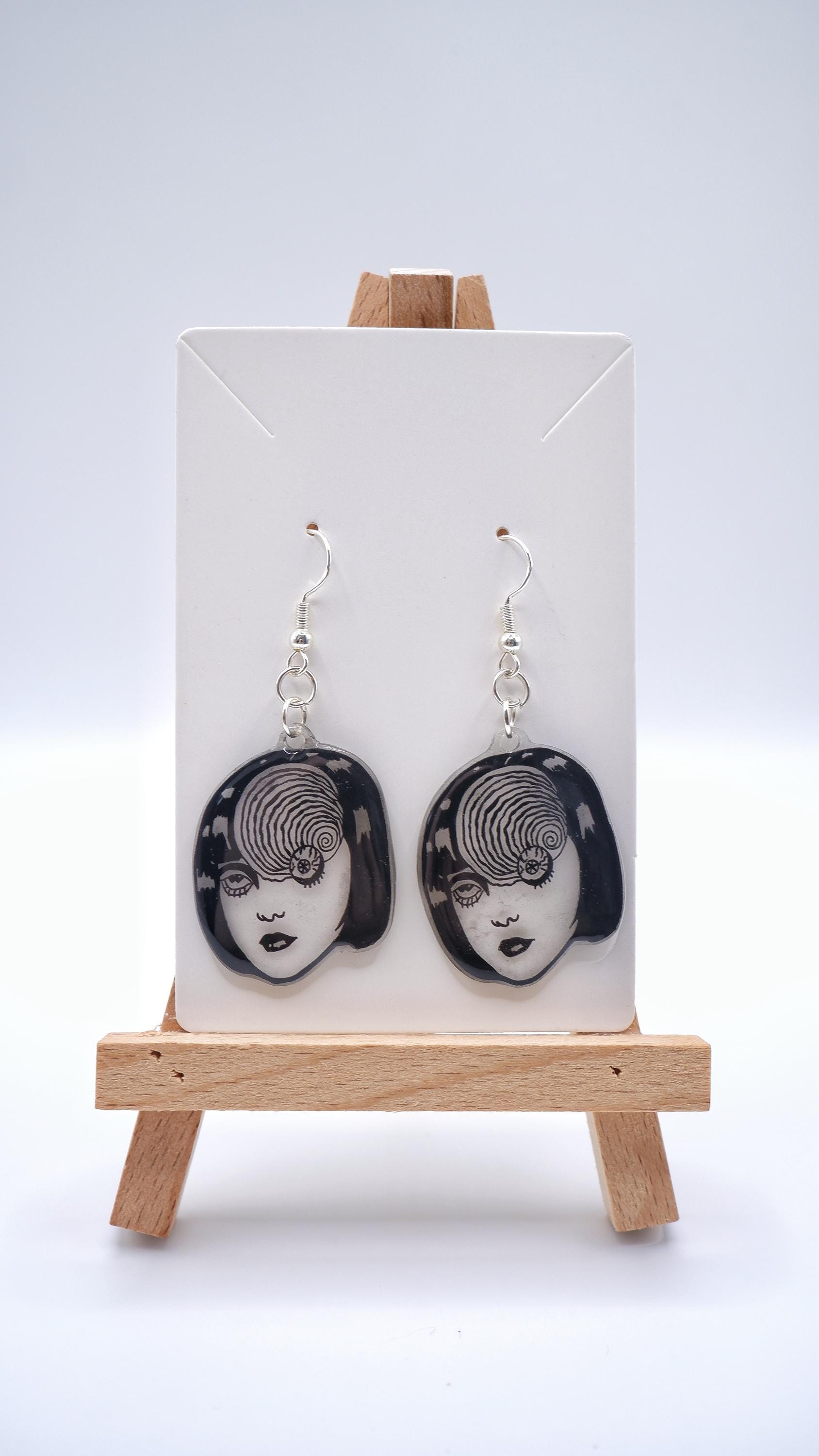 Junji Ito Uzumaki Shrinkydink Resin Horror Goth Dangle Hook Earrings