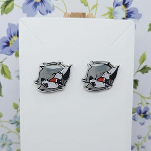 Loona Helluva Boss Handmade Handdrawn Stud Resin Shrinkydink Earrings