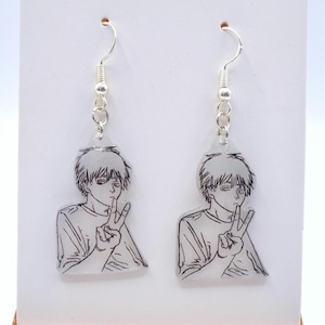 Chainsawman Denji Anime Manga Resin Shrinkydink Dangle Hand Drawn Hook Earrings